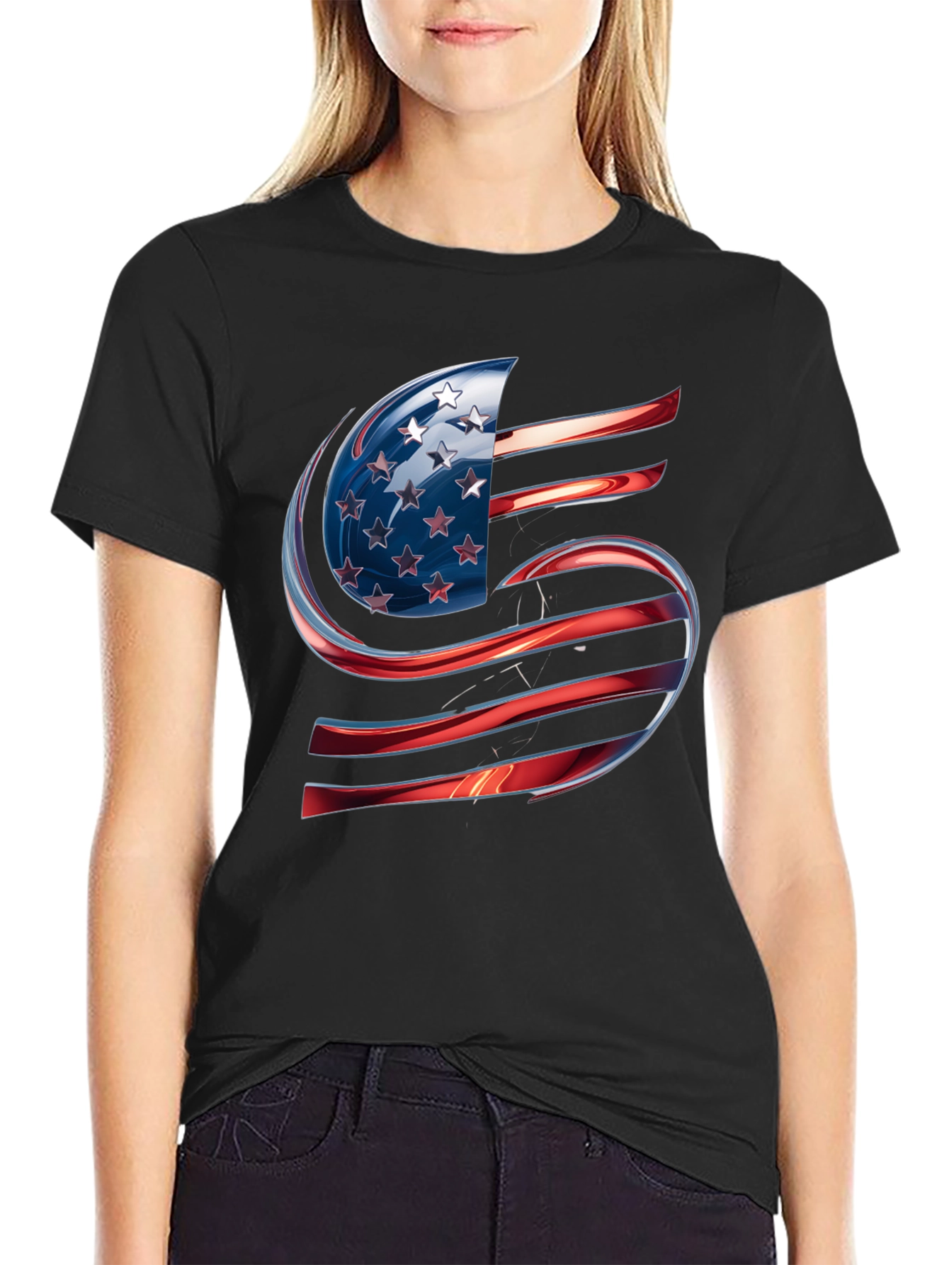 USA Flag Letter S T-Shirt Patriotic Design