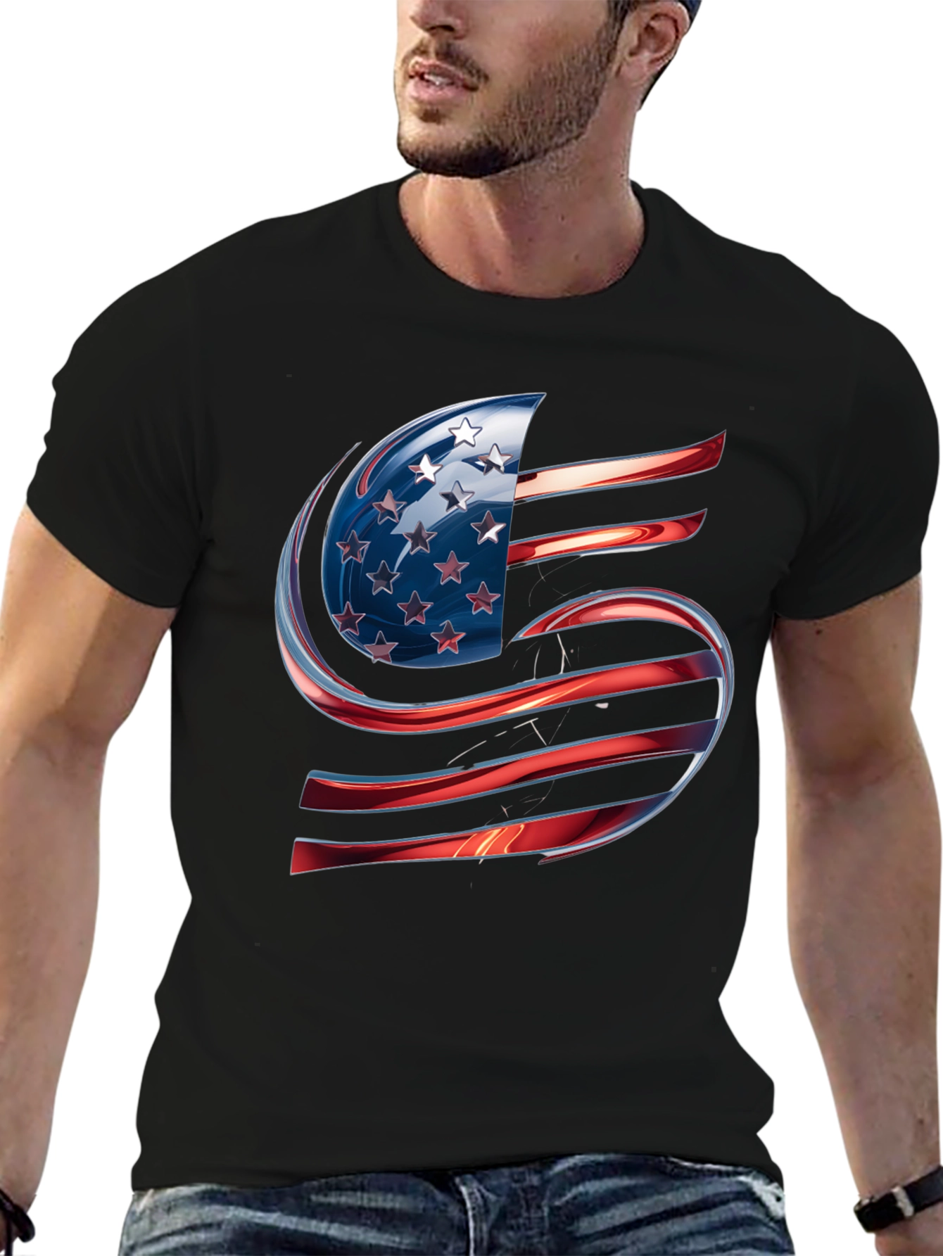 USA Flag Letter S T-Shirt Patriotic Design