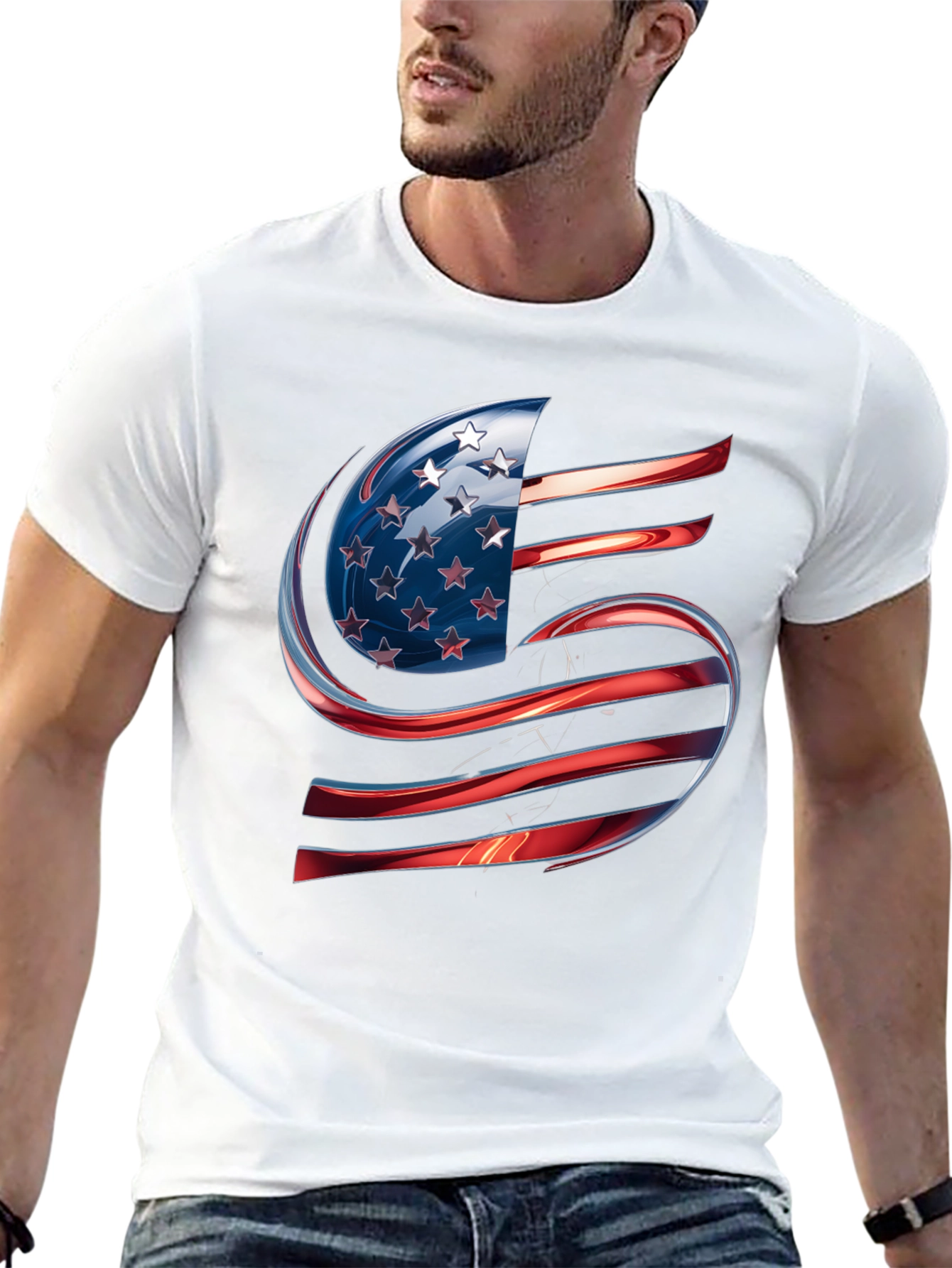USA Flag Letter S T-Shirt Patriotic Design