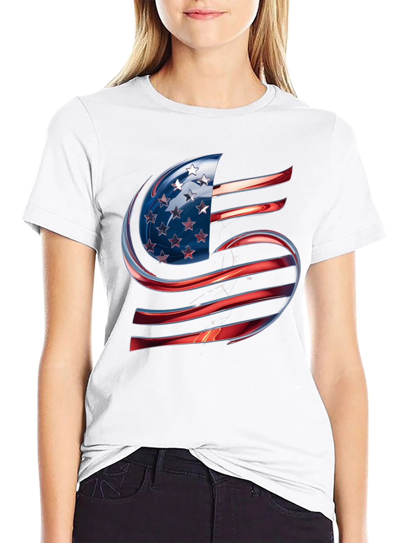 USA Flag Letter S T-Shirt Patriotic Design