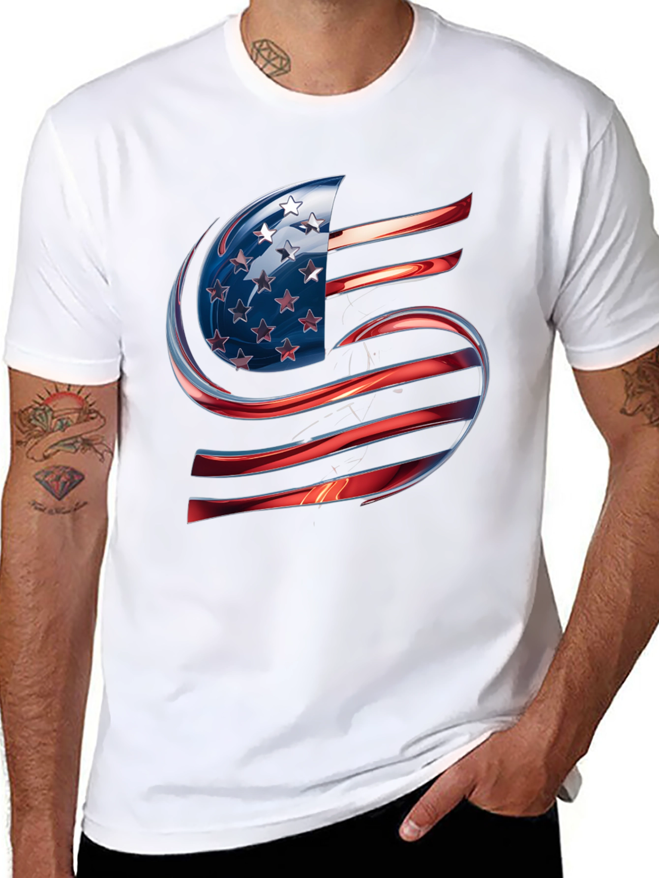 USA Flag Letter S T-Shirt Patriotic Design