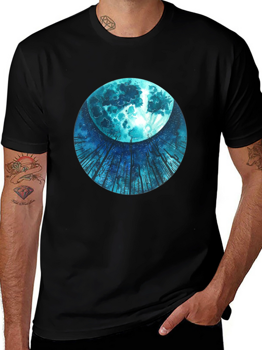 Mystic Moon Black Tee - Unique Graphic Print