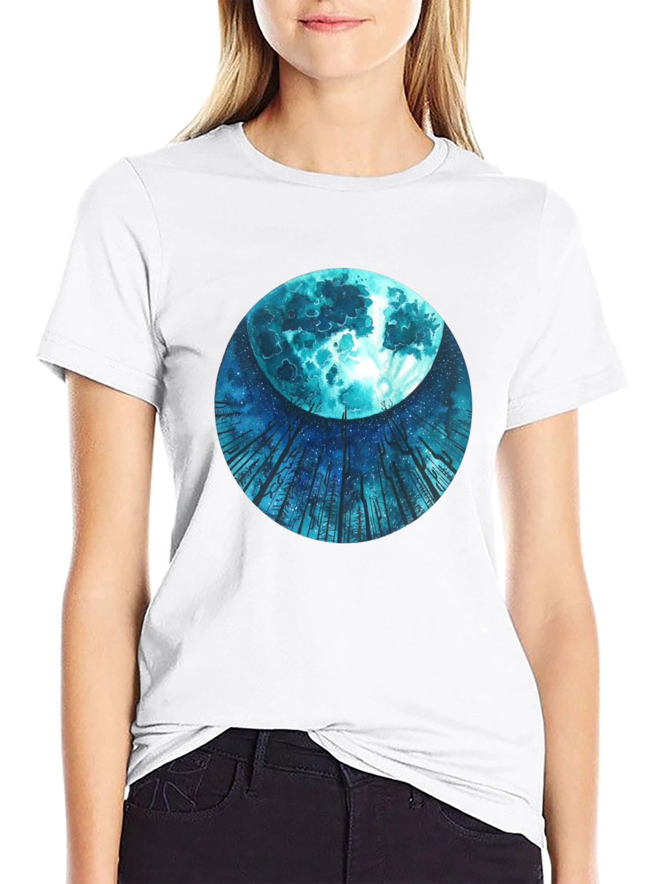 Mystic Moon Black Tee - Unique Graphic Print