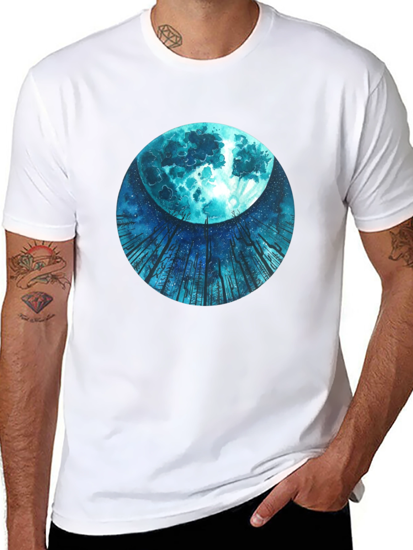 Mystic Moon Black Tee - Unique Graphic Print