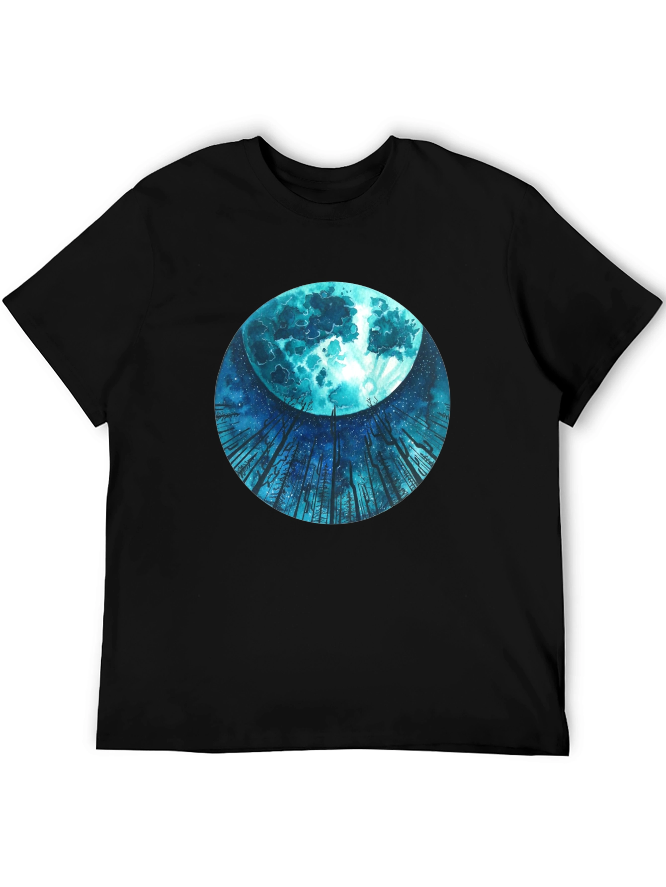 Mystic Moon Black Tee - Unique Graphic Print