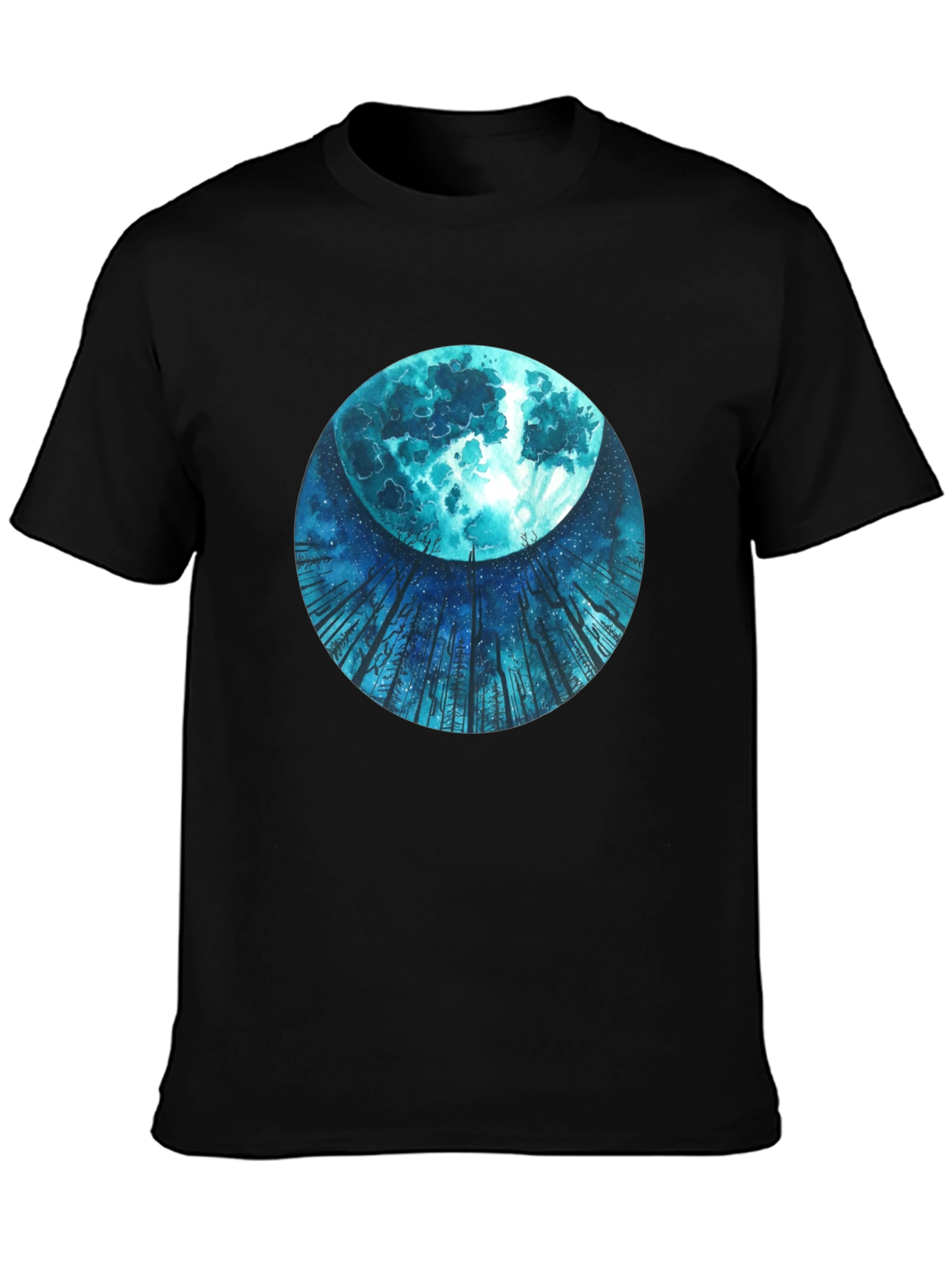 Mystic Moon Black Tee - Unique Graphic Print