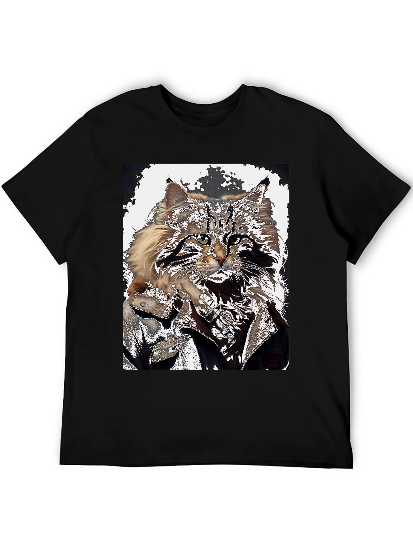 Cool Cat Biker Graphic T-Shirt