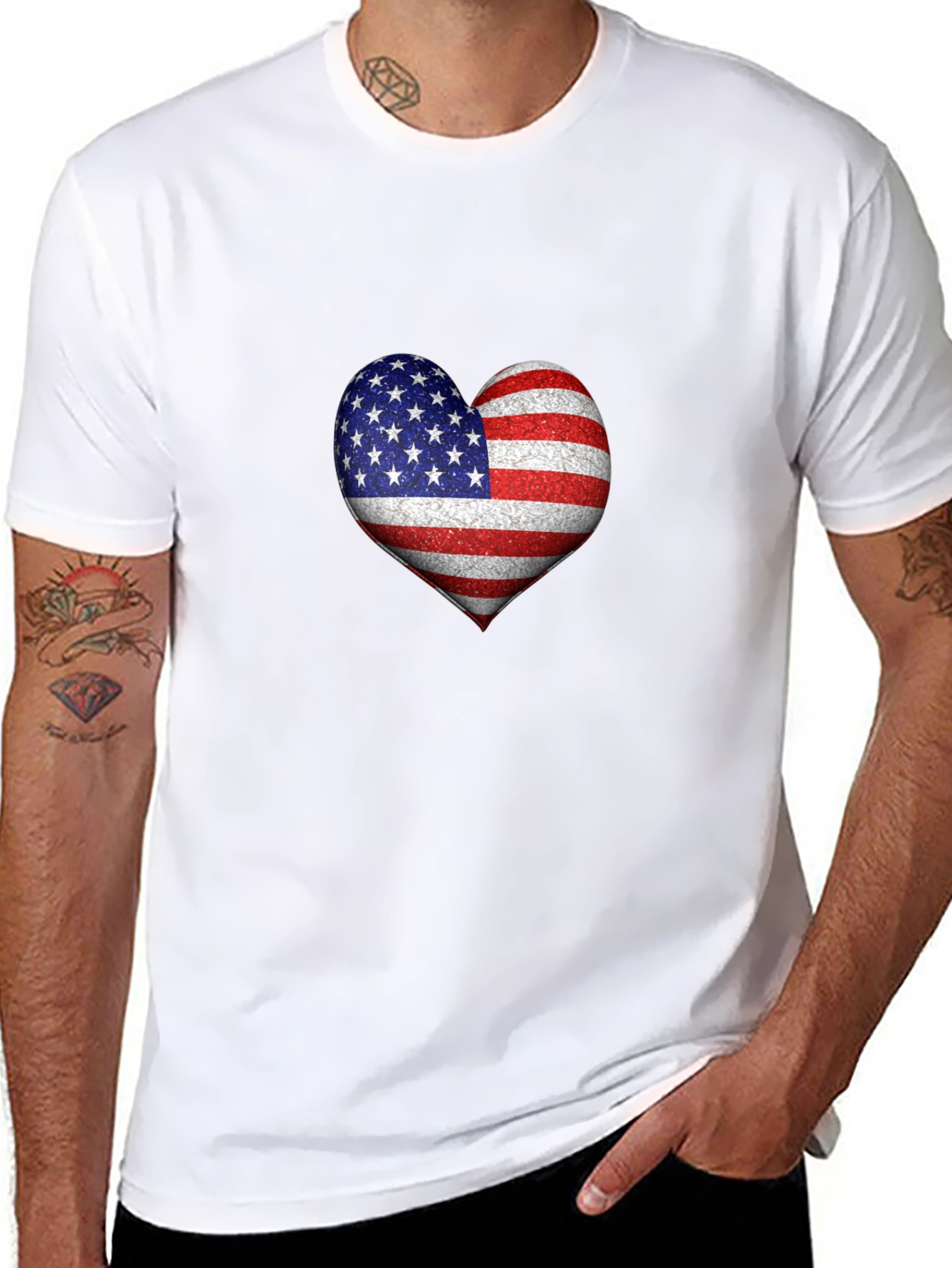 American Flag Heart Graphic T-Shirt