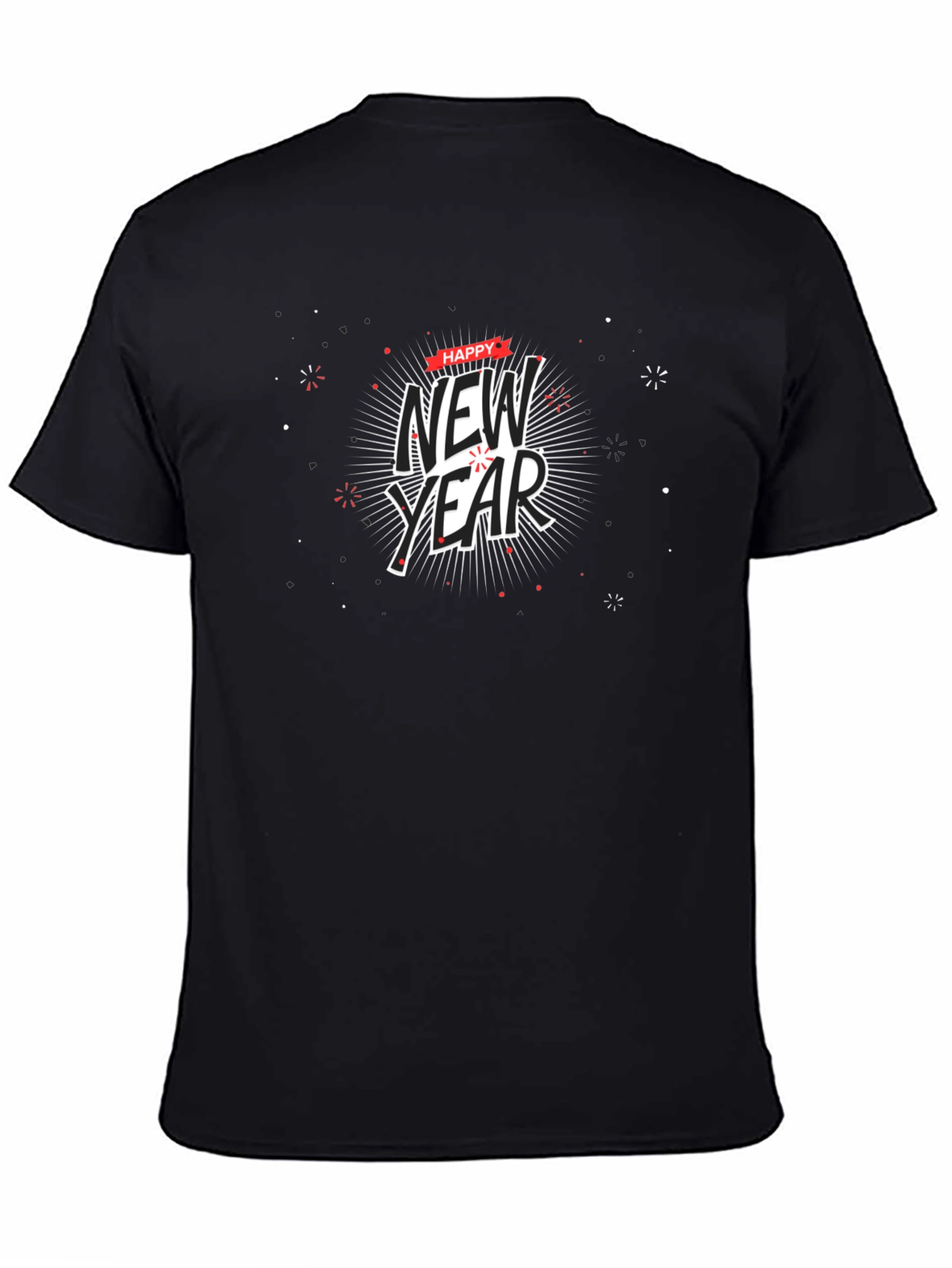 Happy New Year Graphic Black T-Shirt