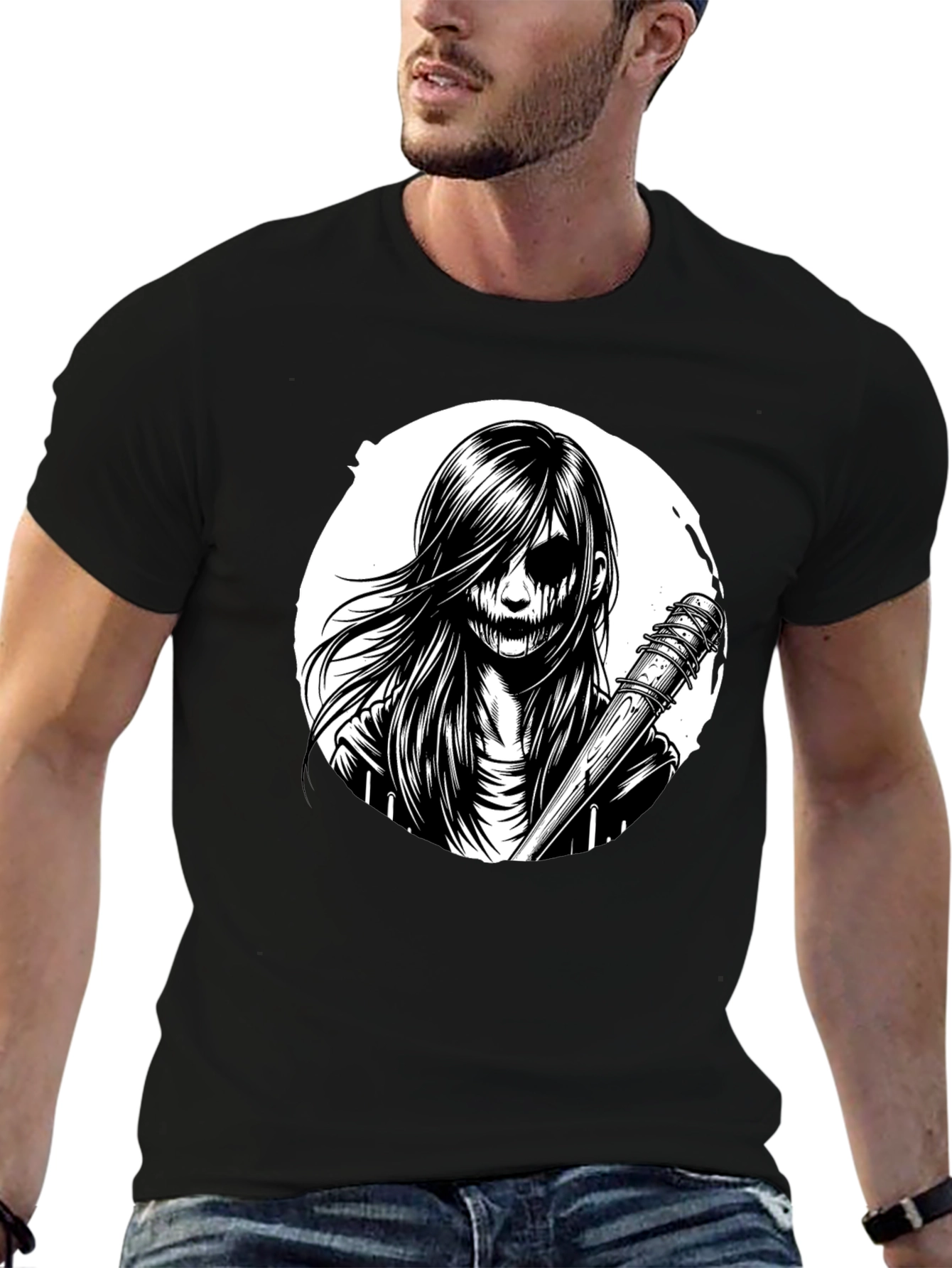 Creepy Girl Graphic Tee - Black T-Shirt