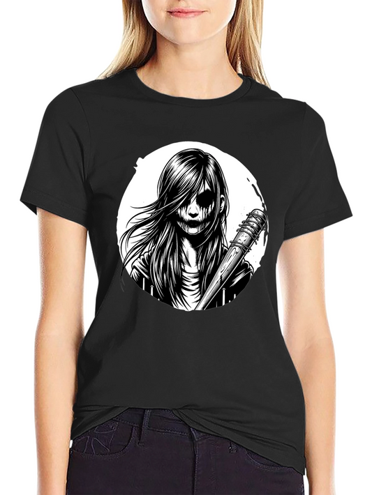 Creepy Girl Graphic Tee - Black T-Shirt