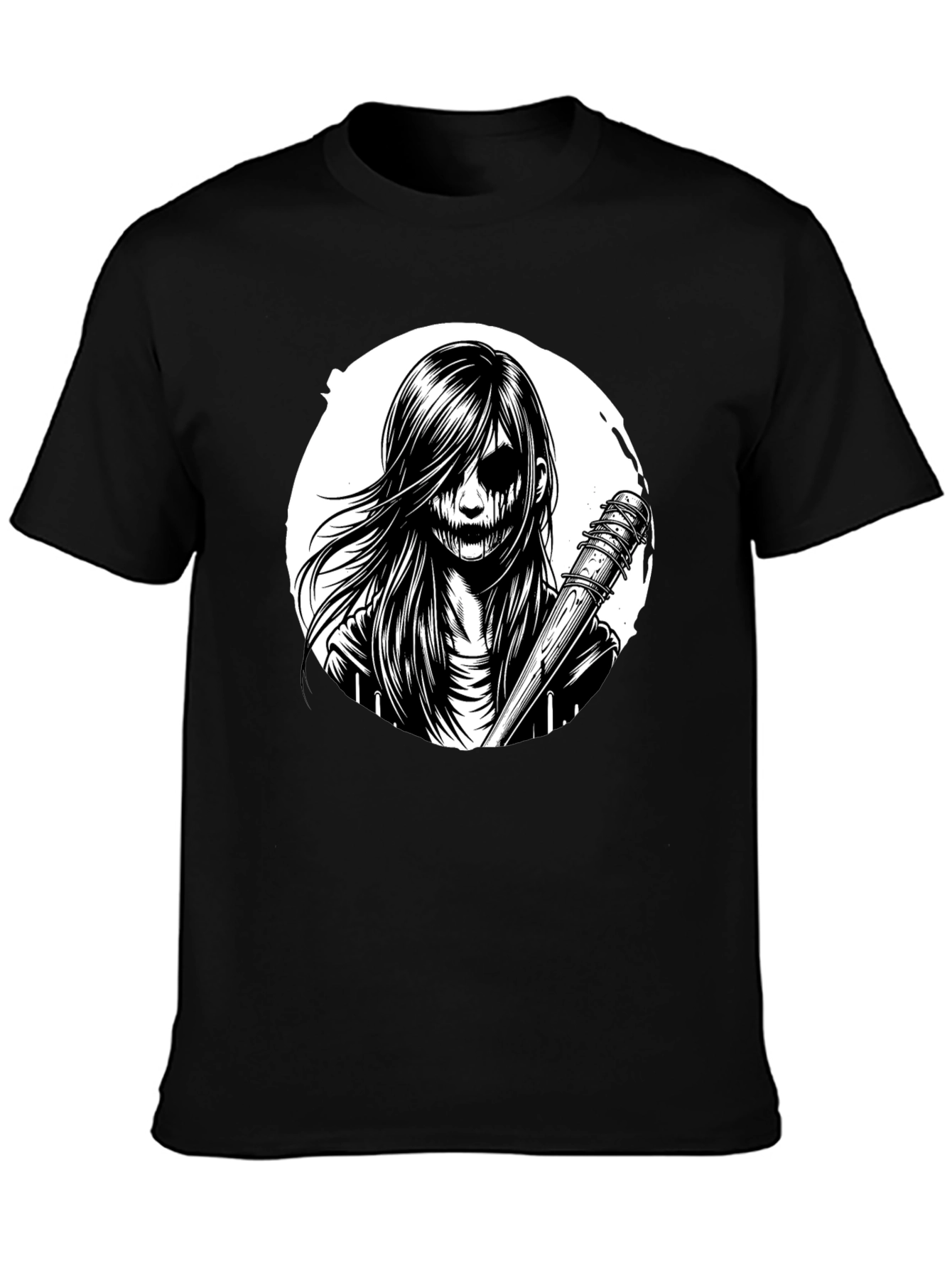 Creepy Girl Graphic Tee - Black T-Shirt