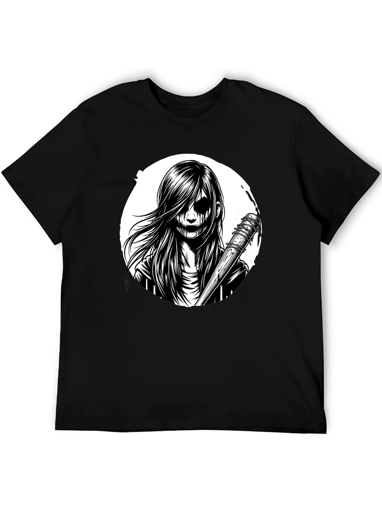 Creepy Girl Graphic Tee - Black T-Shirt