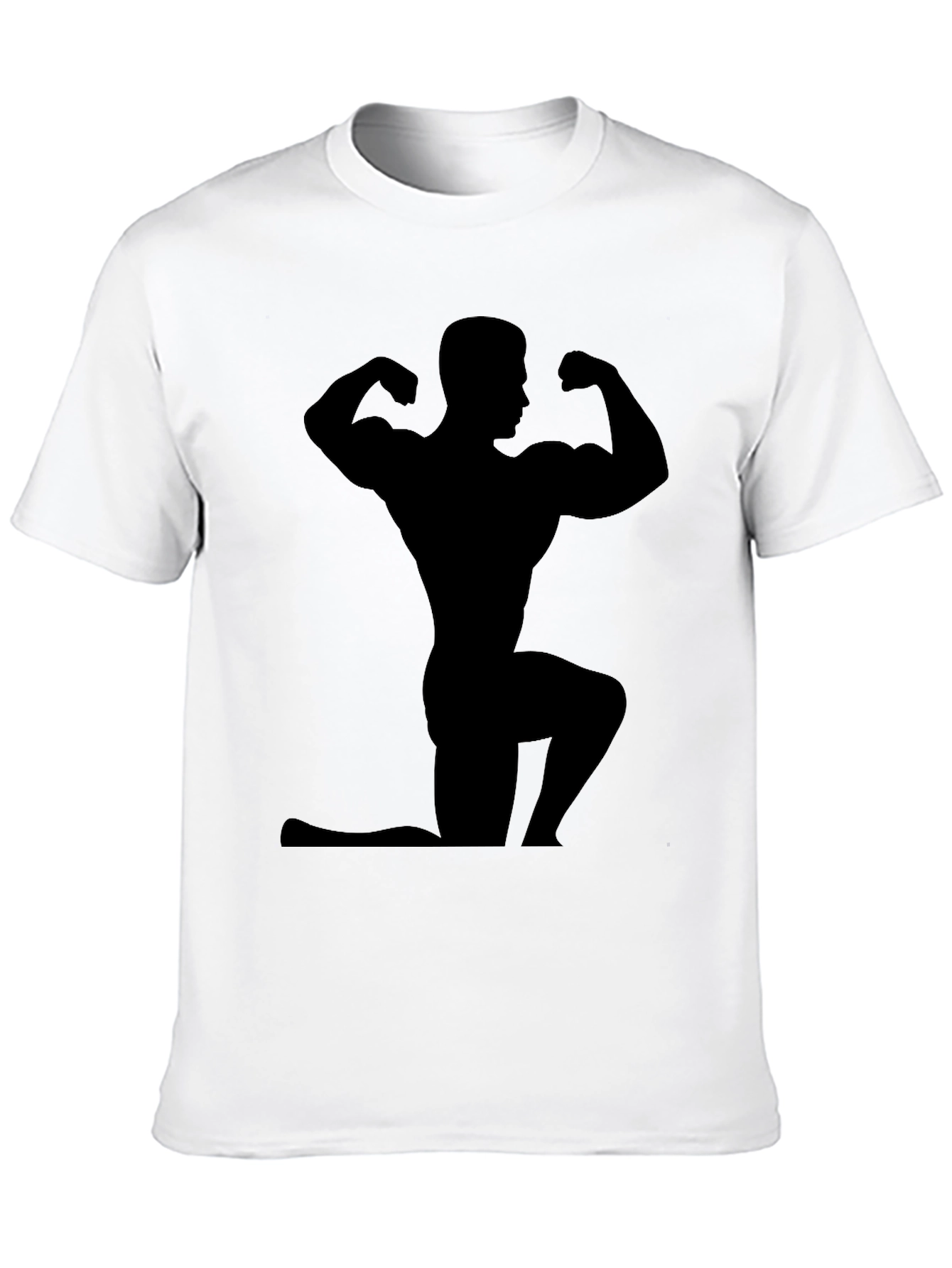 Silhouette Muscle Man Black T-Shirt - Gym Fitness Apparel