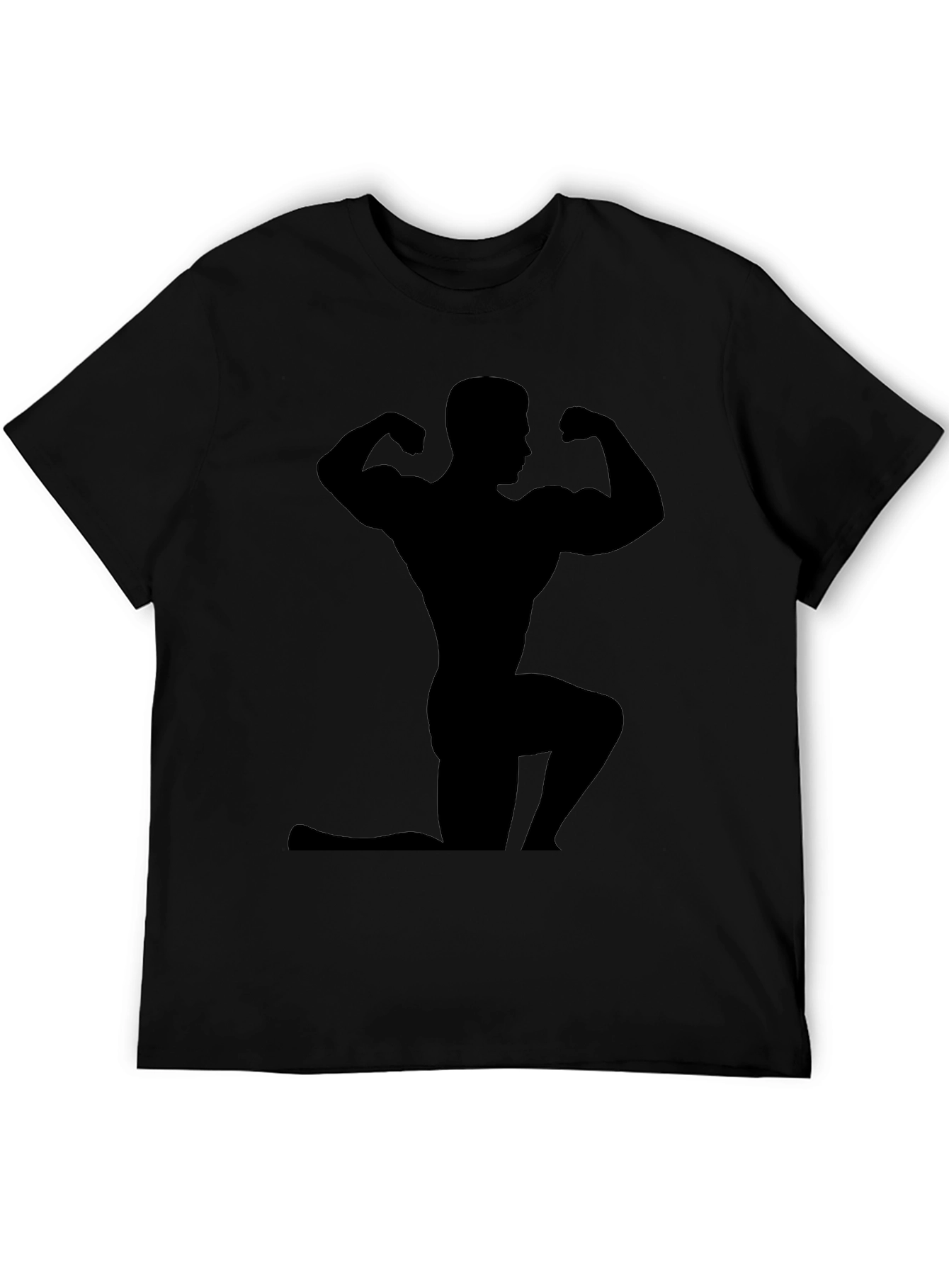 Silhouette Muscle Man Black T-Shirt - Gym Fitness Apparel