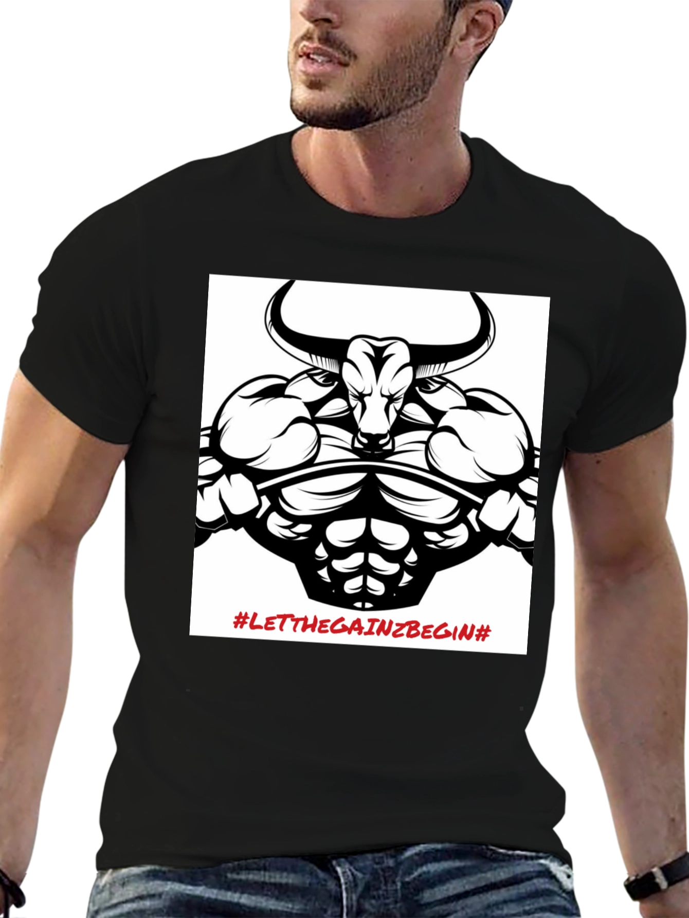 Black Graphic Tee: Bull Gains