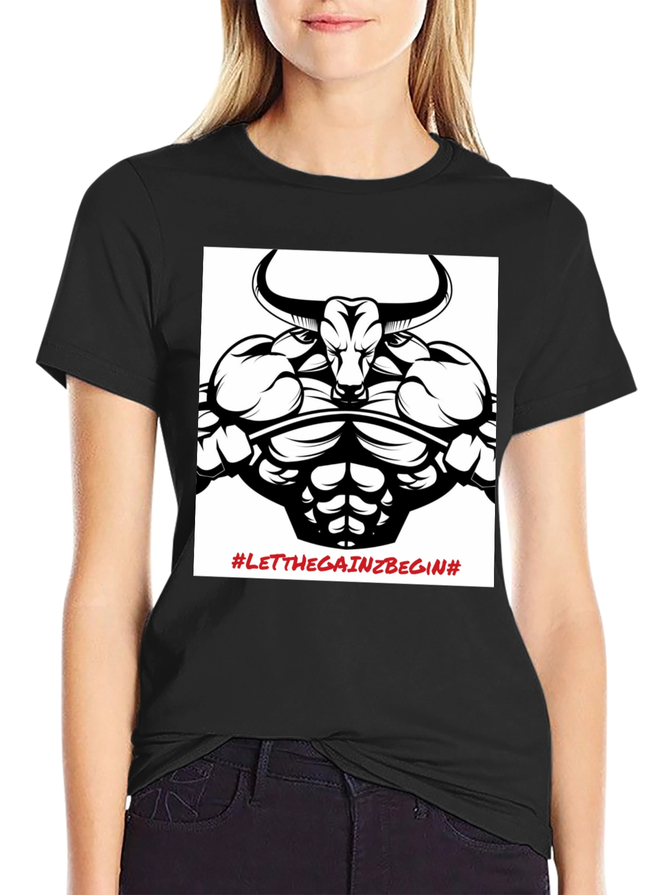 Black Graphic Tee: Bull Gains