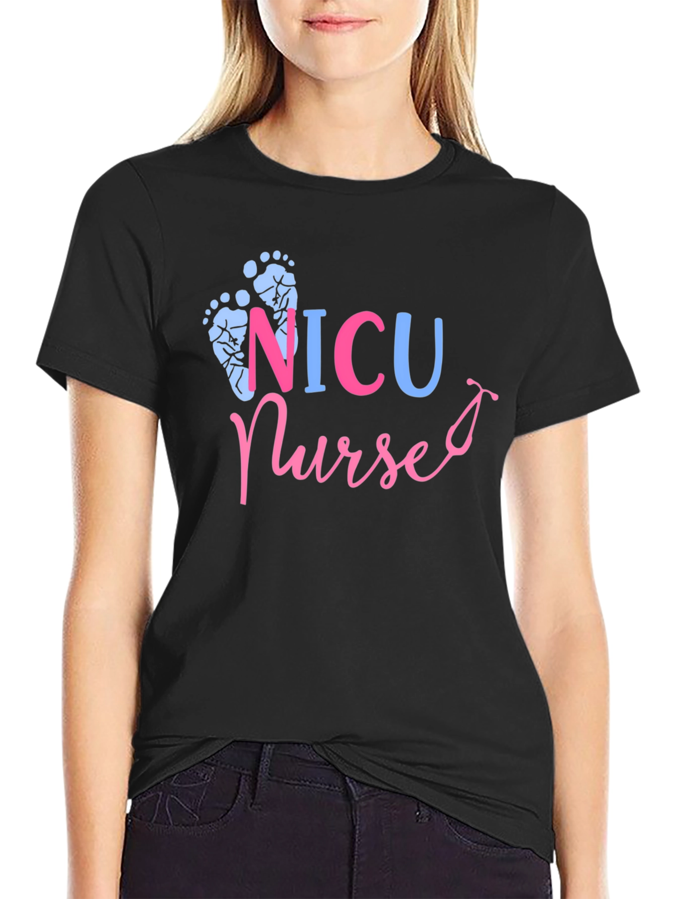 NICU Nurse Graphic Tee - Unisex Black T-Shirt