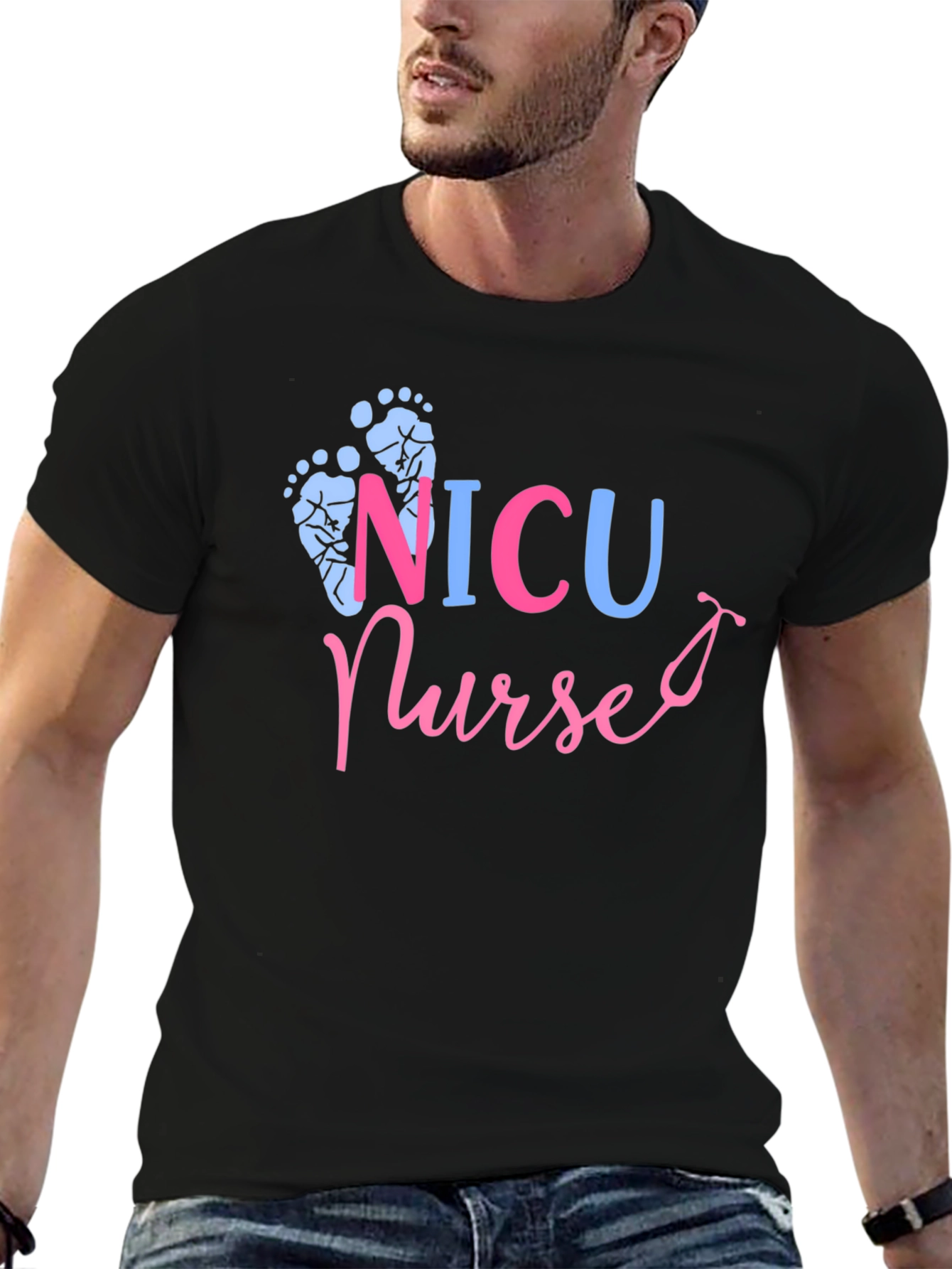 NICU Nurse Graphic Tee - Unisex Black T-Shirt