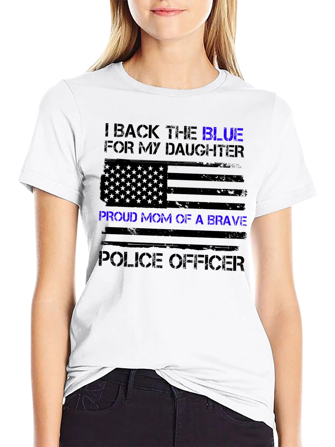 I Back the Blue Proud Mom Police Officer T-Shirt