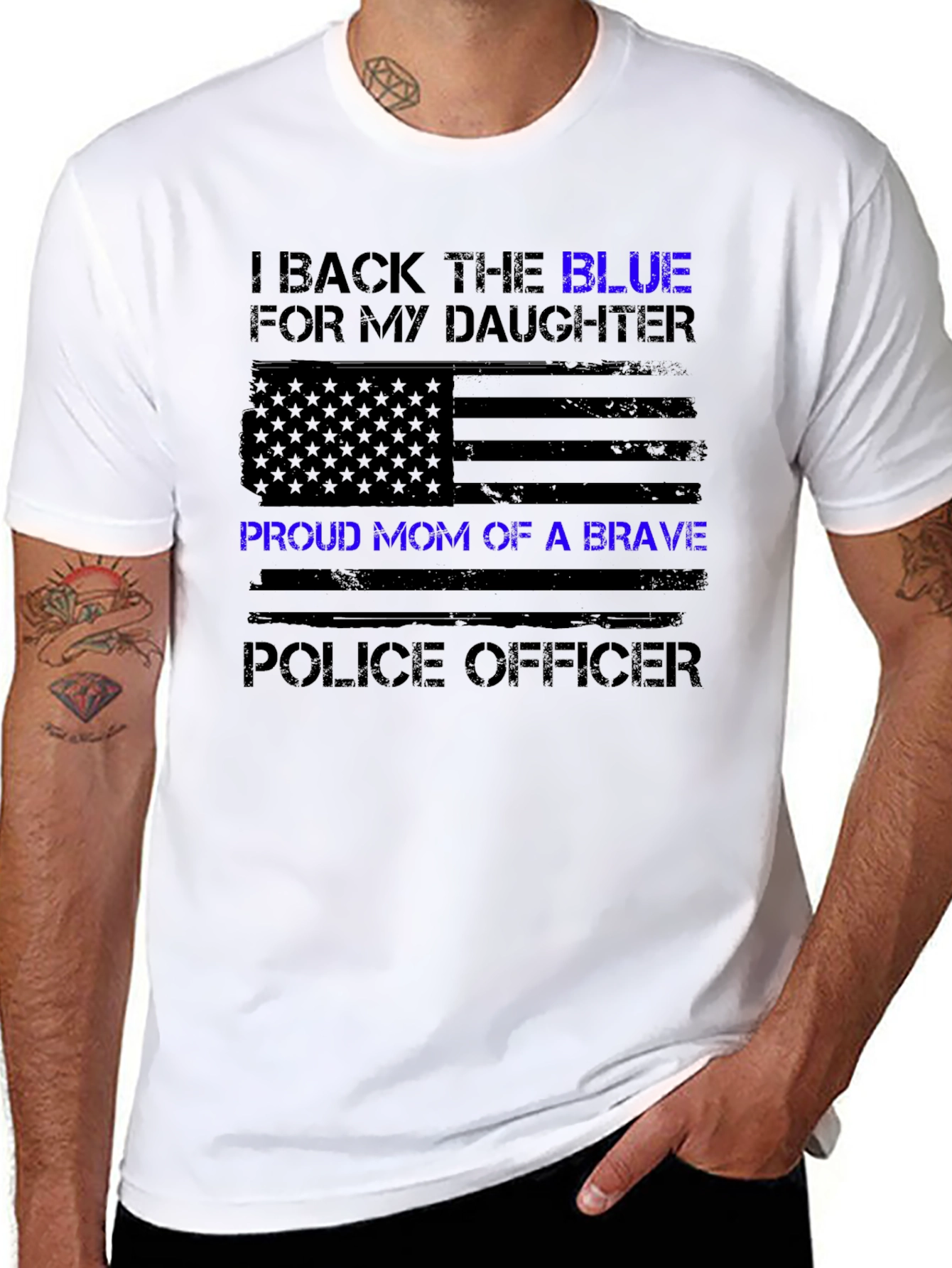I Back the Blue Proud Mom Police Officer T-Shirt