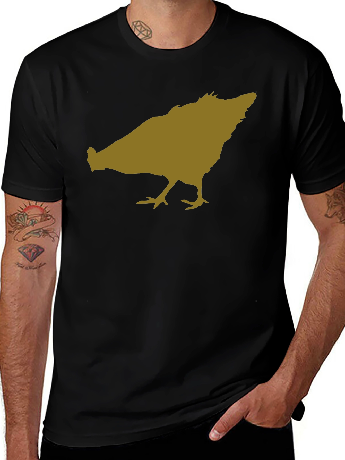 Chicken Silhouette Black T-Shirt