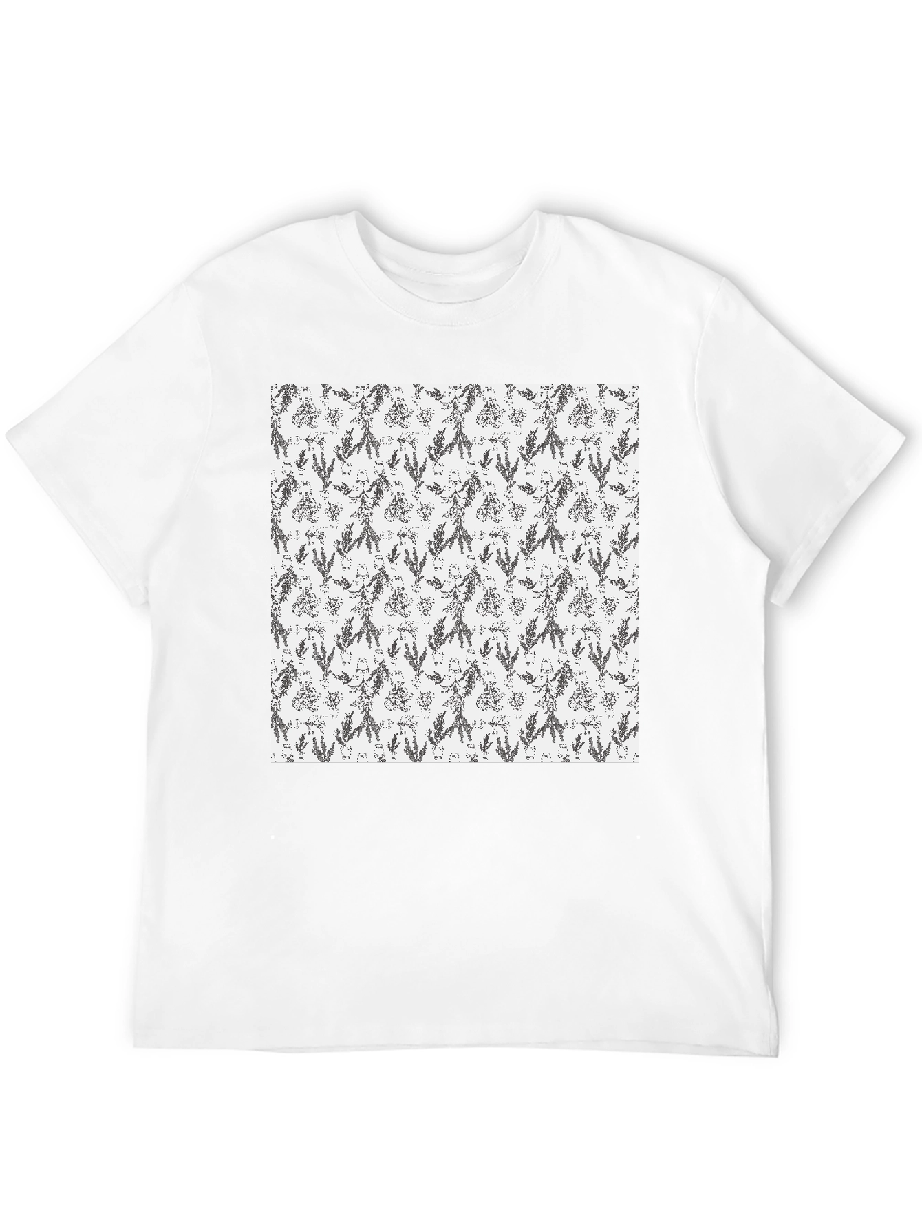 Mens Black Tee with Floral Print Design