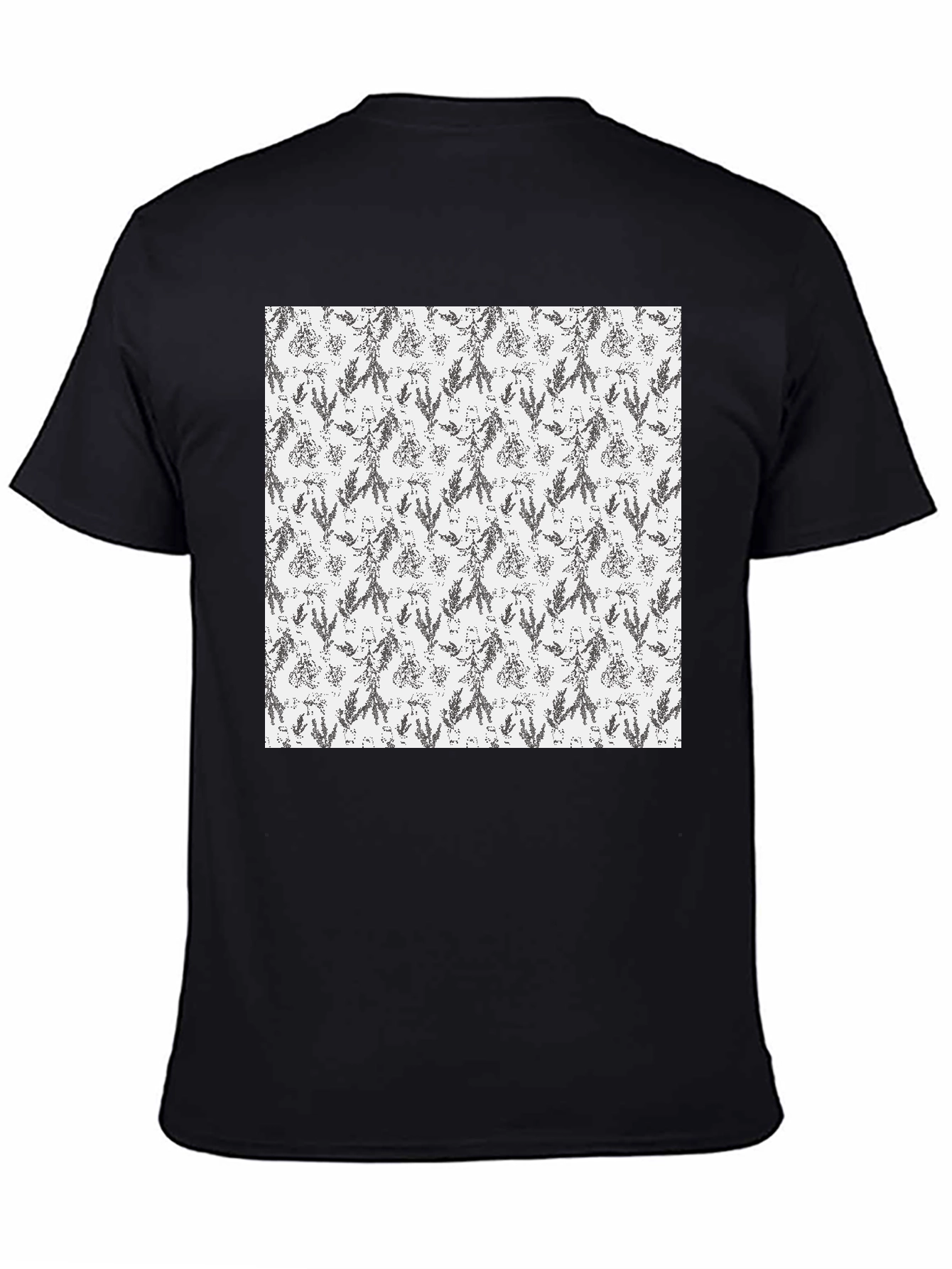 Mens Black Tee with Floral Print Design