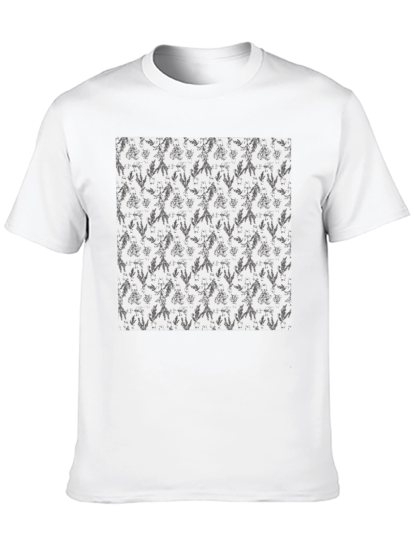 Mens Black Tee with Floral Print Design