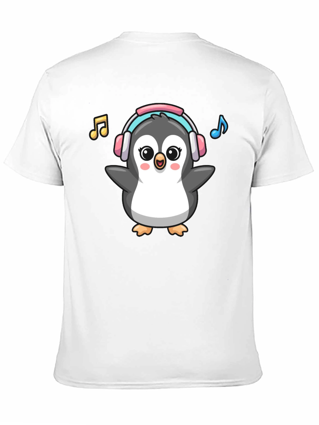 Cartoon Penguin Music Lover Graphic Tee