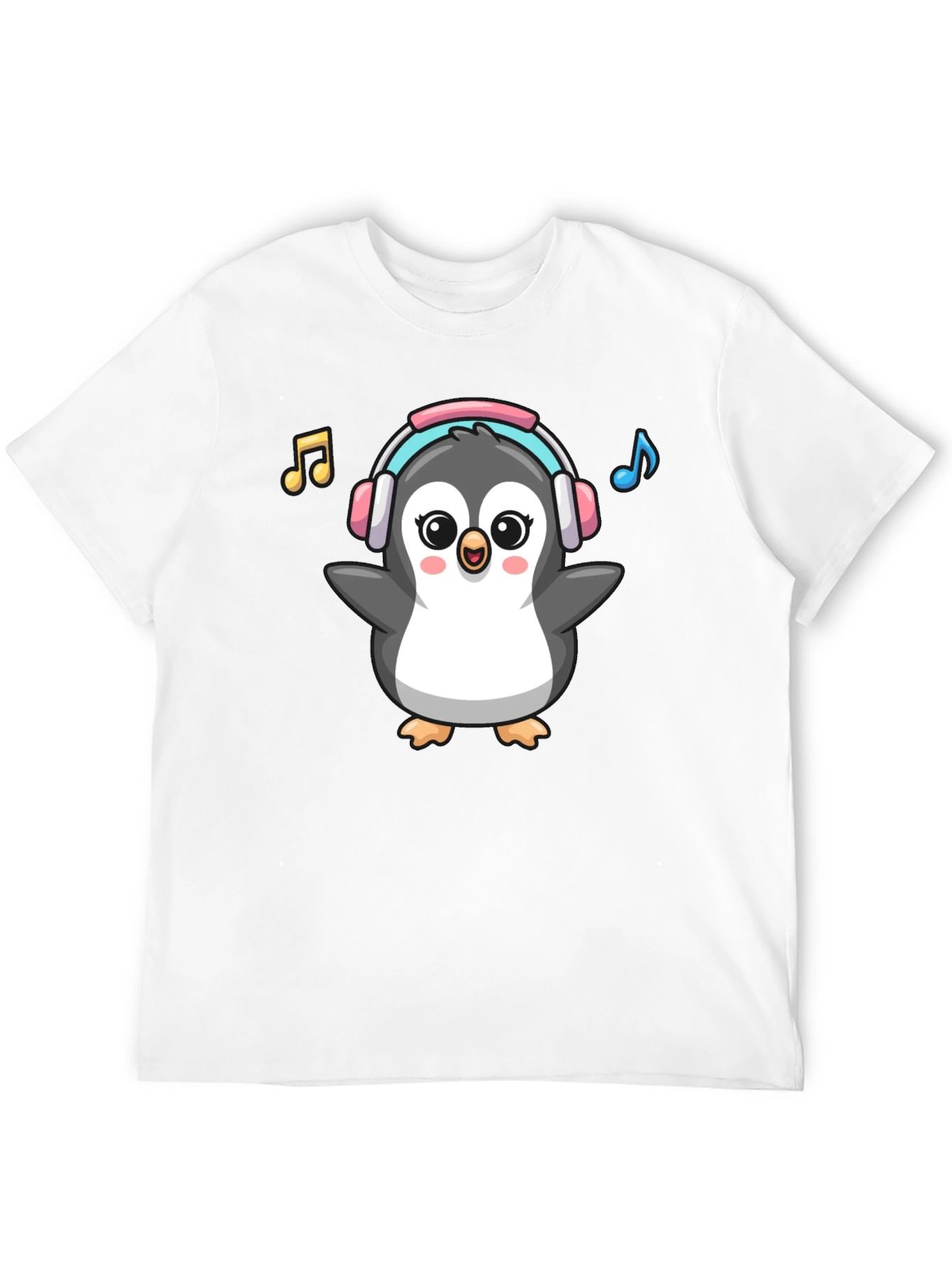 Cartoon Penguin Music Lover Graphic Tee