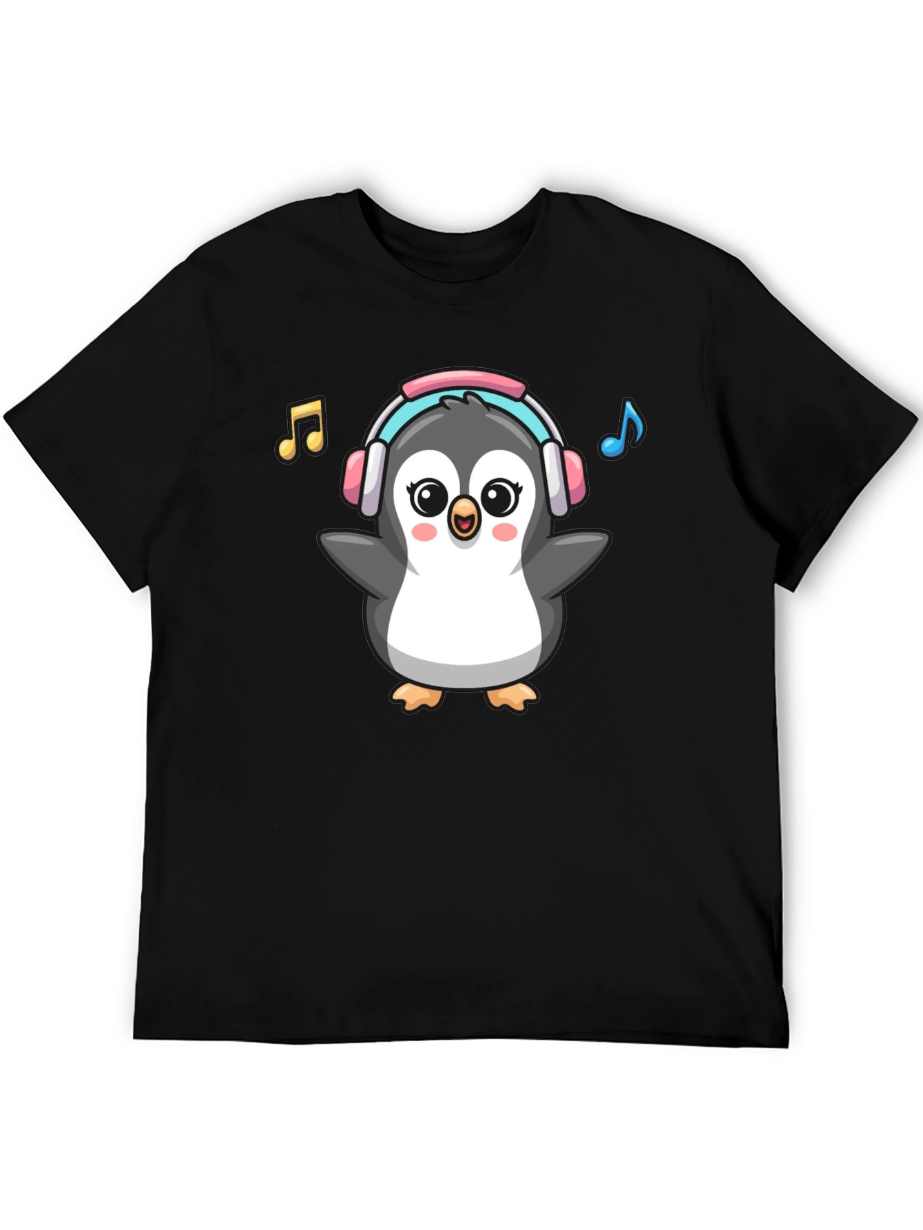 Cartoon Penguin Music Lover Graphic Tee