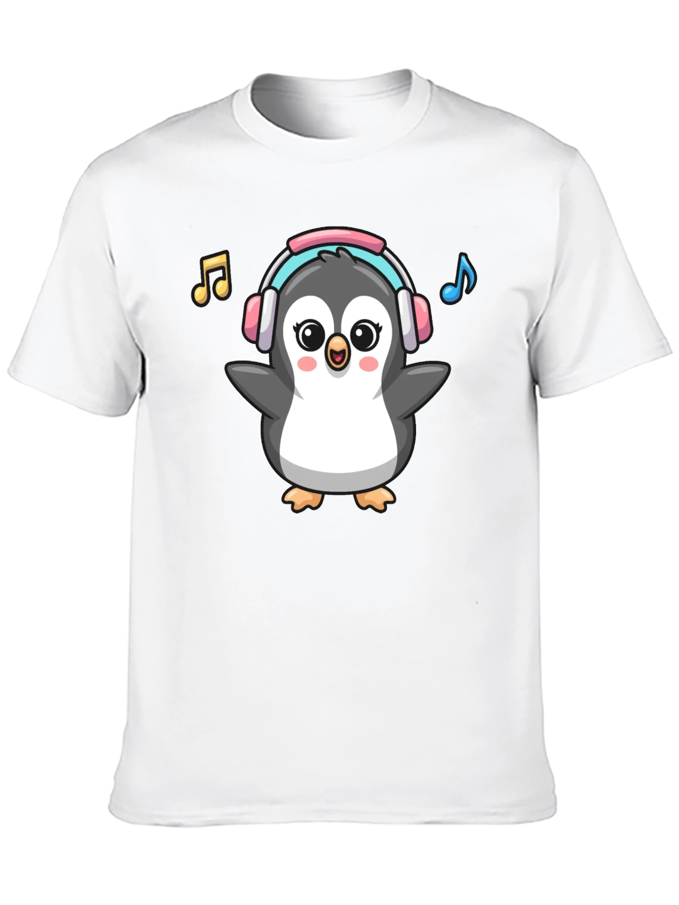 Cartoon Penguin Music Lover Graphic Tee