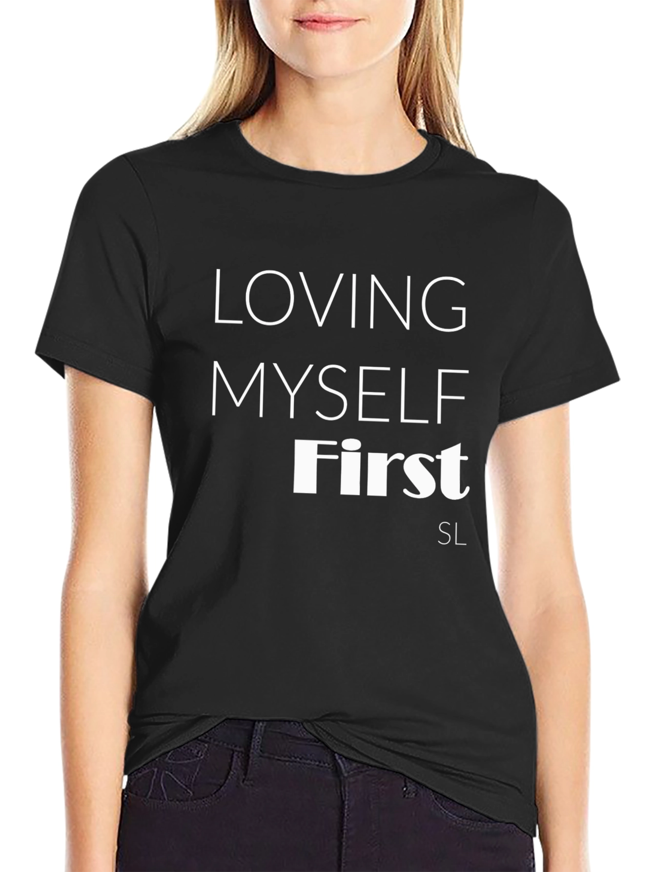 Loving Myself First Black Graphic T-Shirt