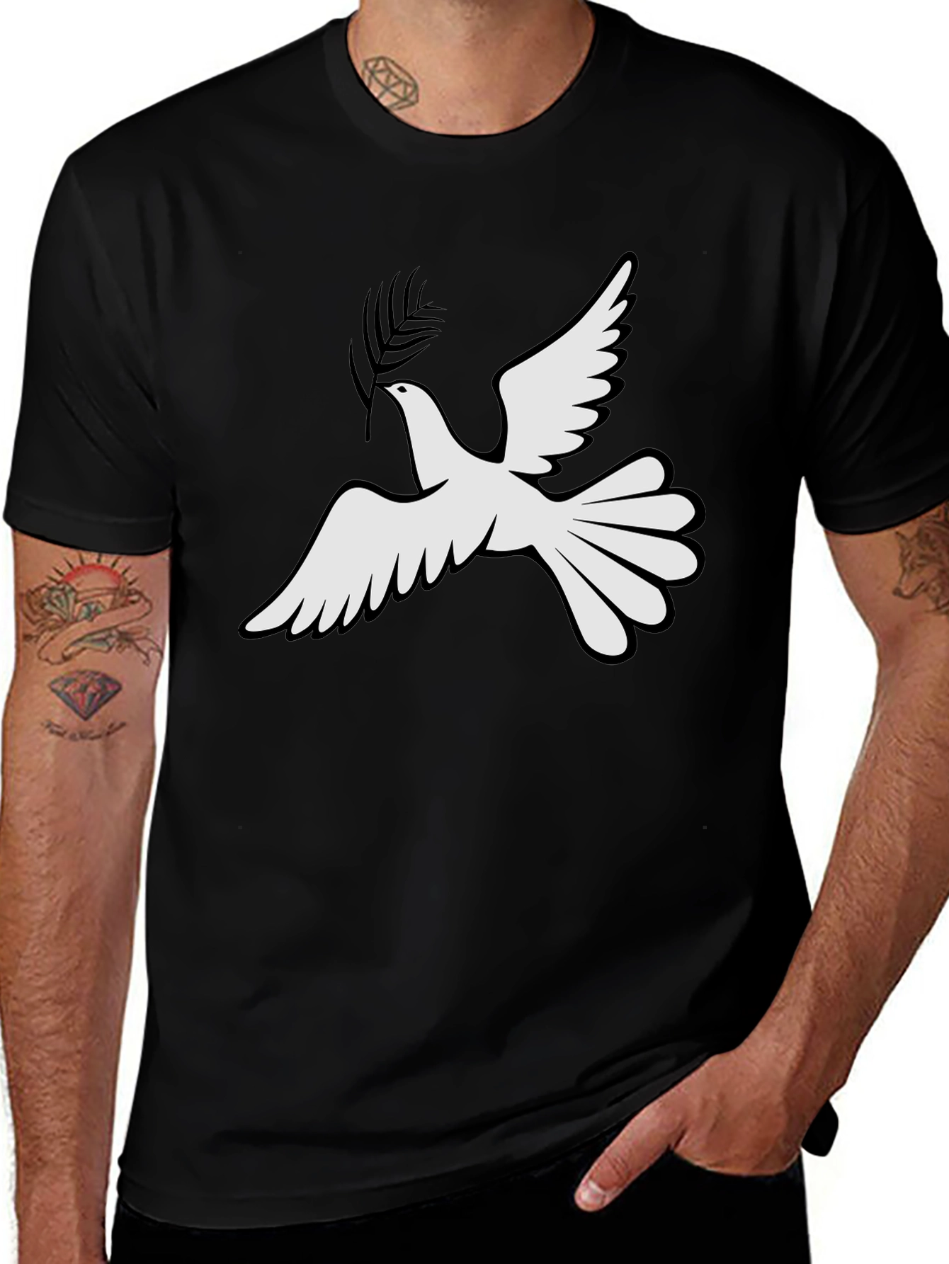 Peace Dove Graphic Tee - Stylish Black T-Shirt