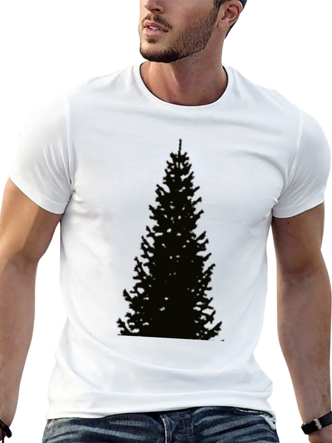 Mens Black Christmas Tree Graphic T-Shirt