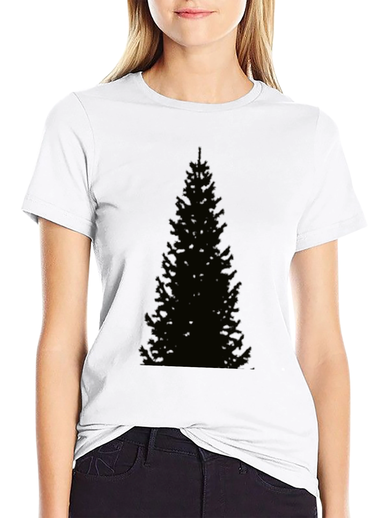 Mens Black Christmas Tree Graphic T-Shirt