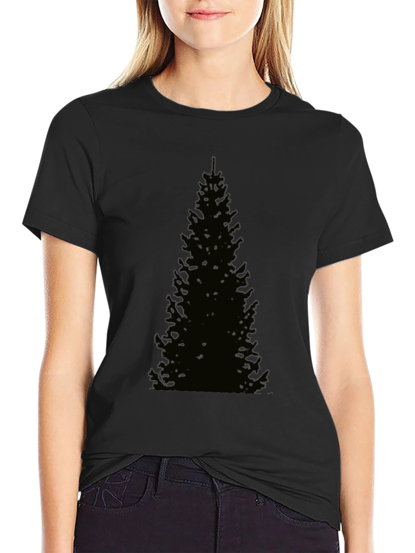 Mens Black Christmas Tree Graphic T-Shirt