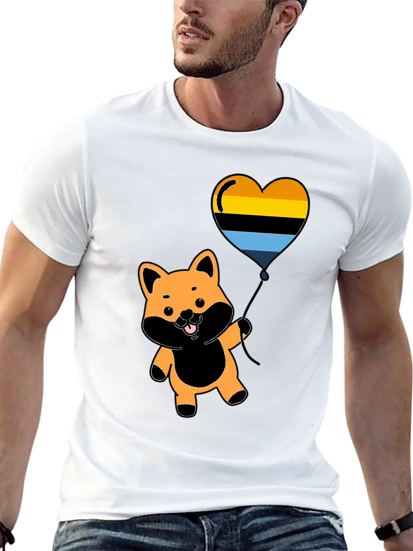 Cute Shiba Inu Heart Balloon Graphic Tee
