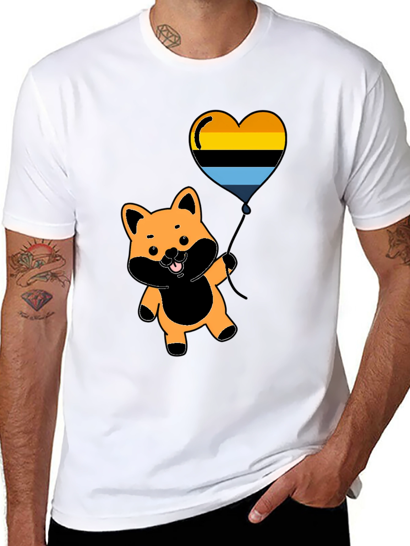 Cute Shiba Inu Heart Balloon Graphic Tee
