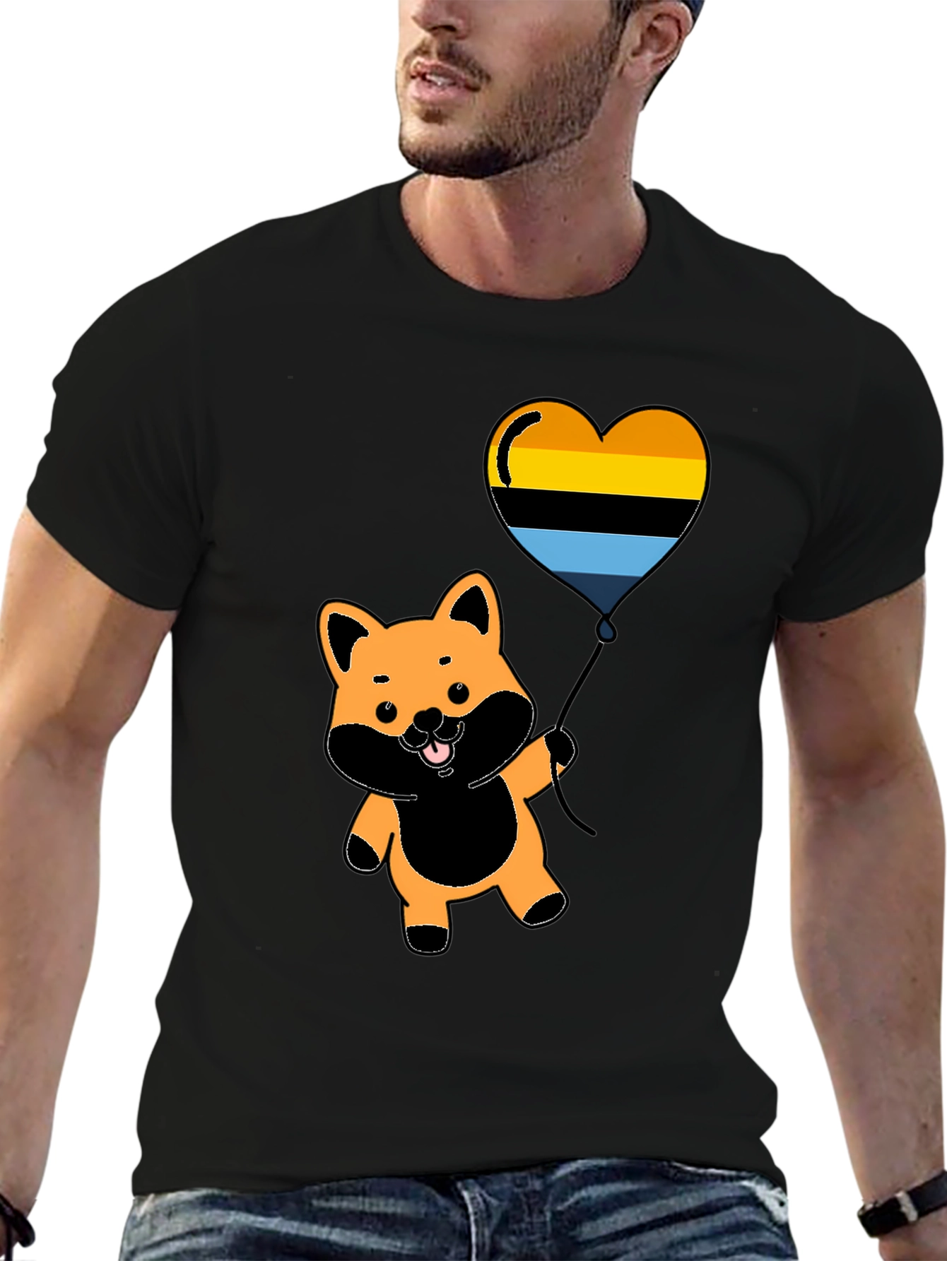 Cute Shiba Inu Heart Balloon Graphic Tee