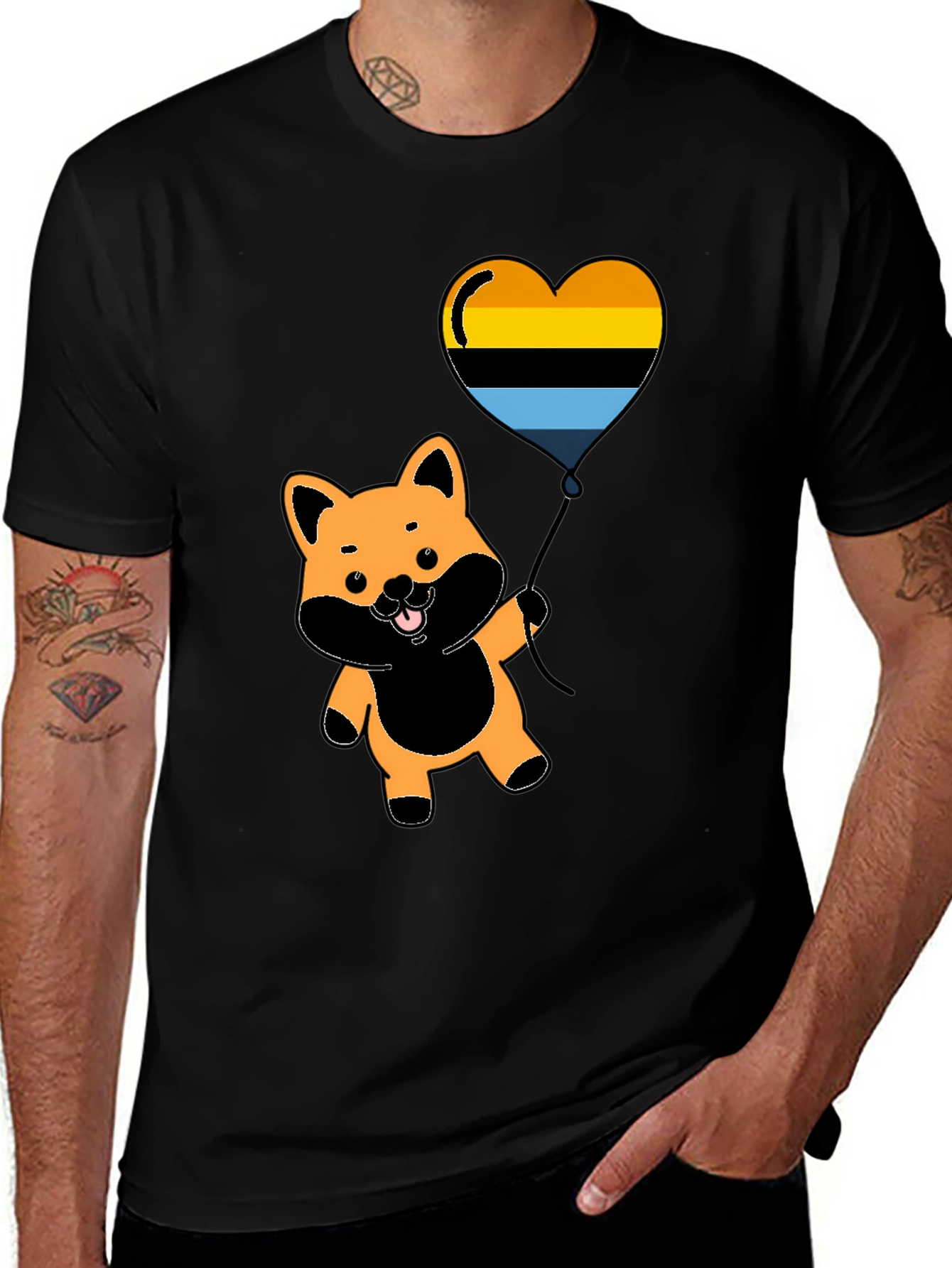 Cute Shiba Inu Heart Balloon Graphic Tee